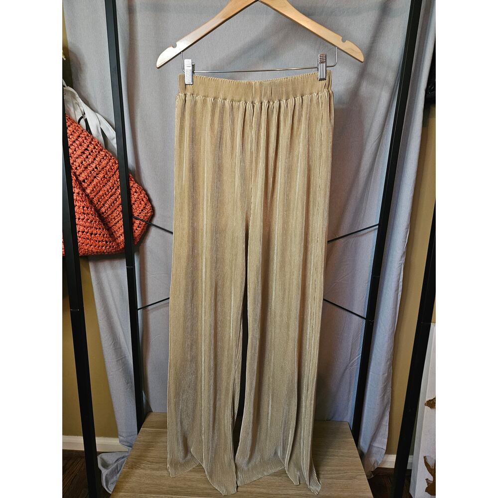ACOA Gold Wide-Leg Flowy Pants – Size Small